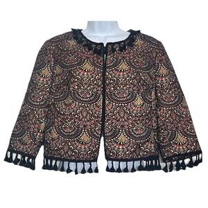 Anthropologie Chelsea & Violet Brocade Jacquard Tassel Jacket Women’s Small